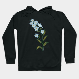 Forget me not flowers, illustrated floral blue Hoodie